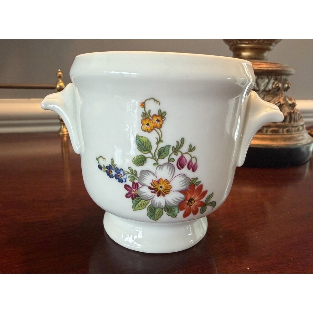 Vintage Small Rochard Limoges France Hand Painted Porcelain Cachepot Planter